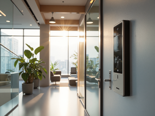 智能门禁控制器设备,触摸屏操作,刷卡识别功能,现代办公场所应用